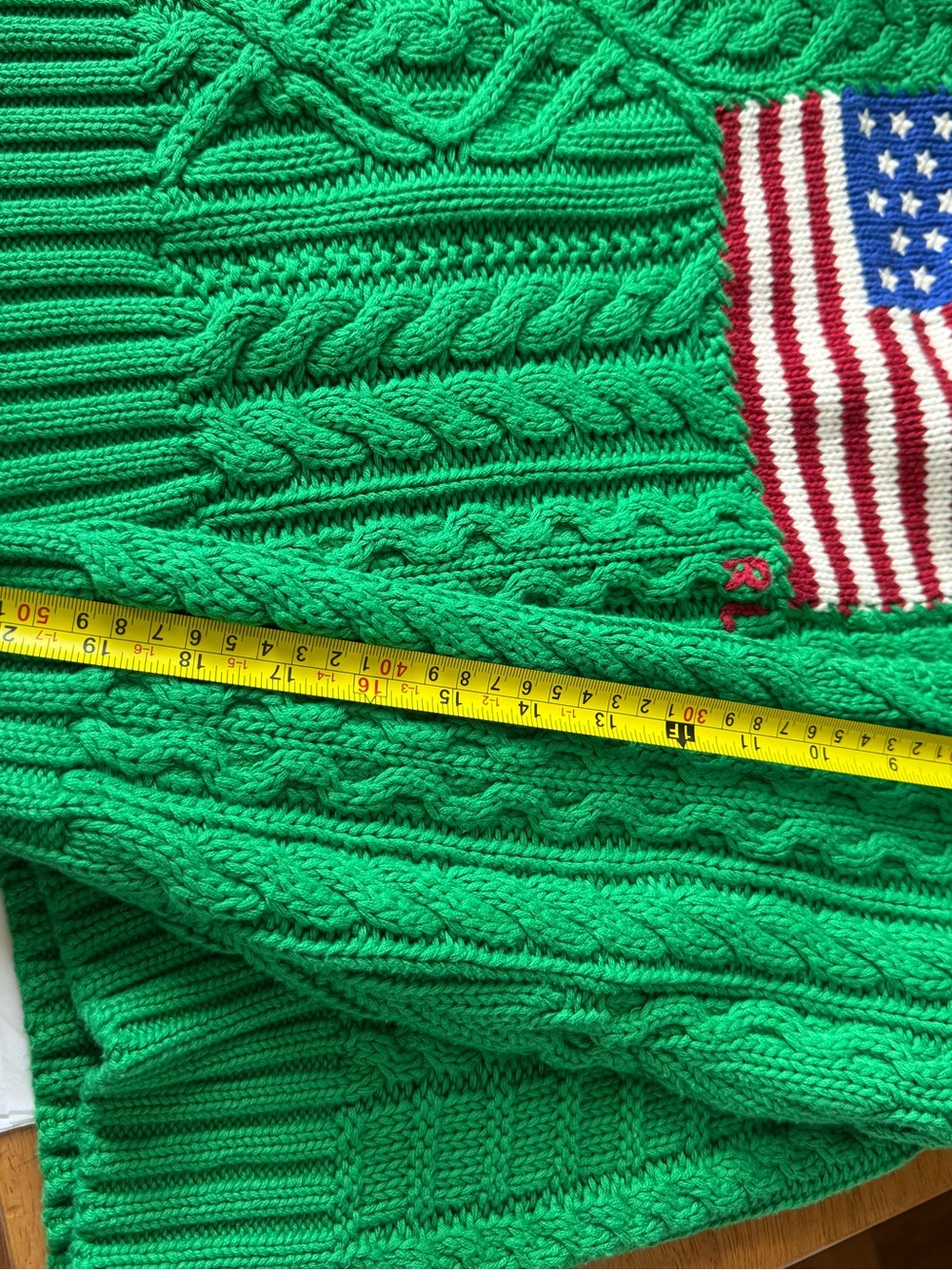 Polo Ralph Lauren Green Cable Knit Flag Sweater - Picture 8 of 10